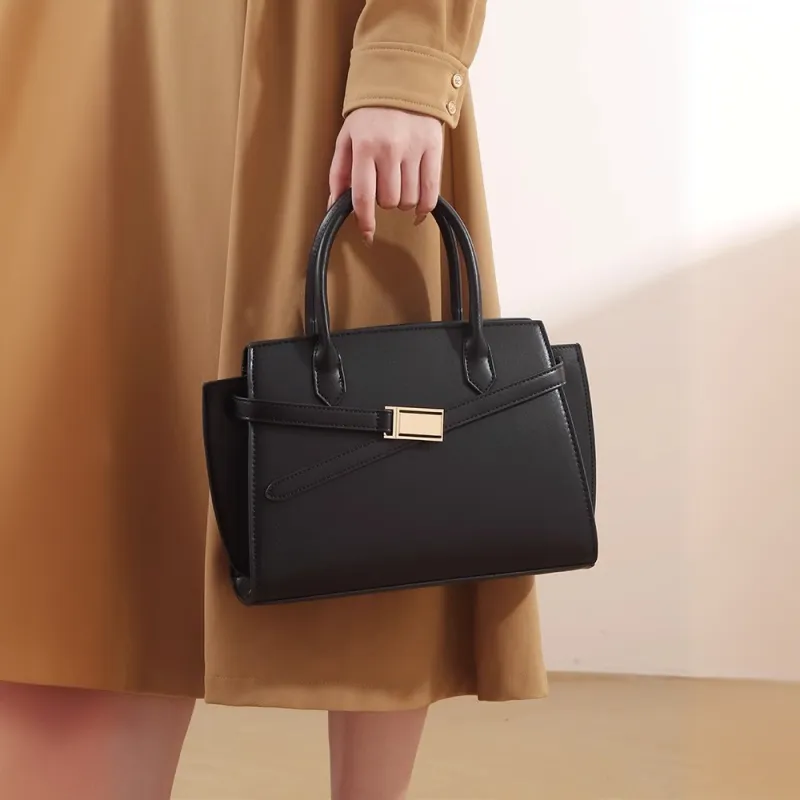 PAYOT Microfiber Synthetic Leather Tote One Shoulder Handbag Regular Women's Black-2