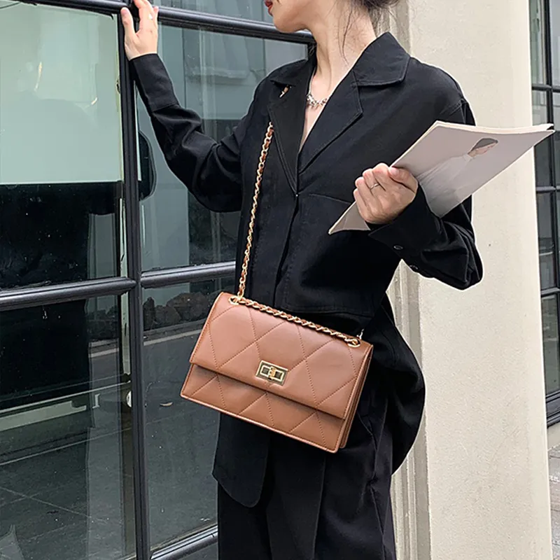 PAYOT Cow Leather Chanel Inspired Shoulder Bag For Women's Shoulder Bag Crossbody Bag Women's Caramel-3