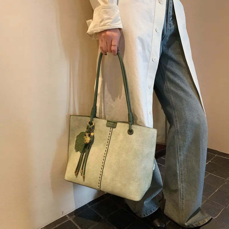 PAYOT Microfiber Synthetic Leather Lime Station Shopping Bag, Shoulder Bag Regular Women's Mint Green-3