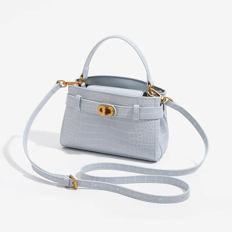 PAYOT Synthetic Leather Kelly Bag, Shoulder Bag, Crossbody Bag, Handbag Women's Sea Salt Blue/Cherry Blossom Pink-2