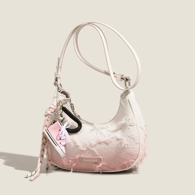 PAYOT Canvas Bag One Shoulder Portable Crossbody Regular Women's Gradient Pink-3
