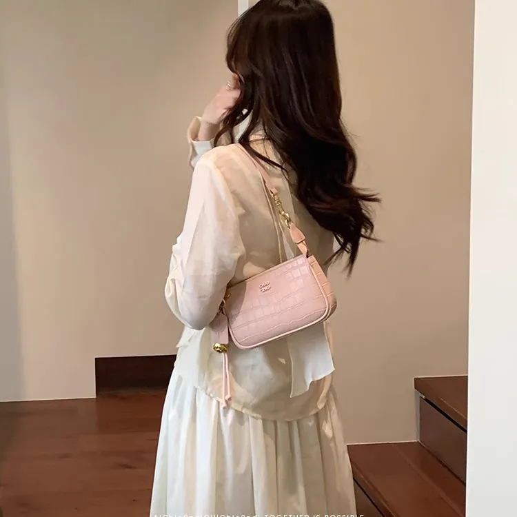 PAYOT Synthetic Leather Crossbody Handbag, Shoulder Bag Women's Pink/Silver-2