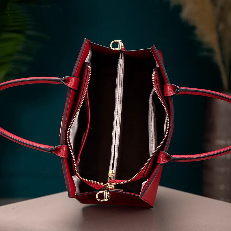 PAYOT Cow Leather Handbag Regular Women's Apricot/Burgundy-9