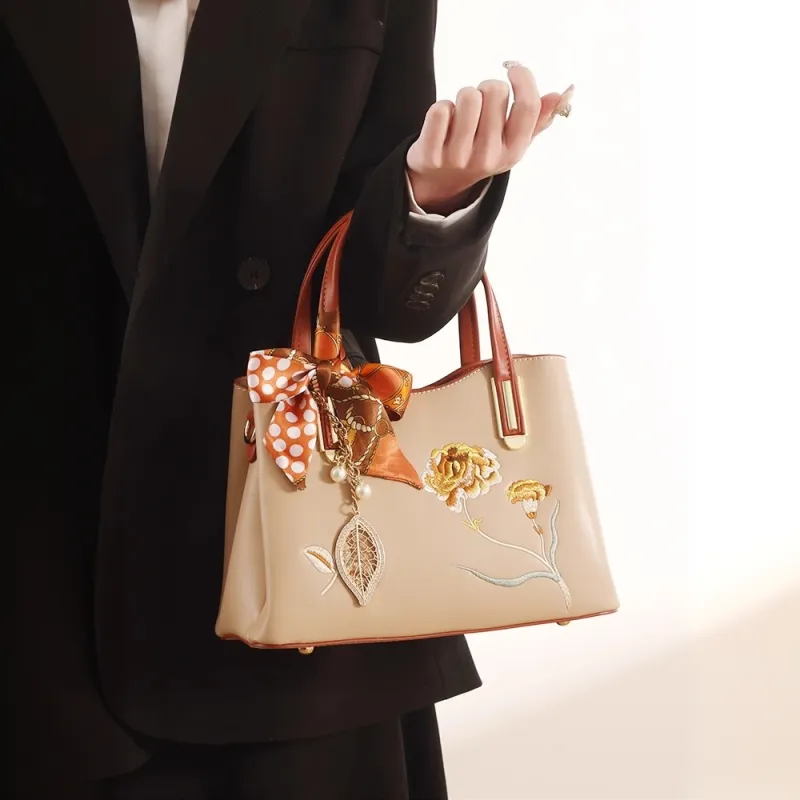PAYOT Microfiber Synthetic Leather Handbag Women's Apricot-2