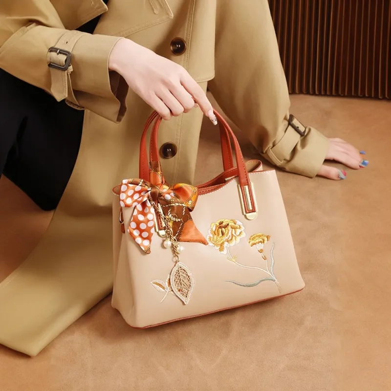 PAYOT Microfiber Synthetic Leather Handbag Women's Apricot-1