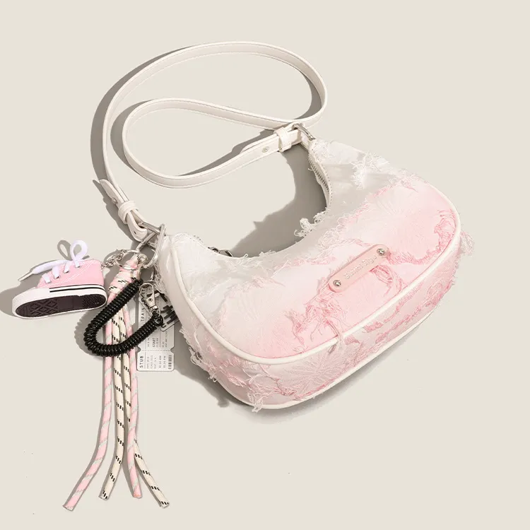 PAYOT Canvas Bag One Shoulder Portable Crossbody Regular Women's Gradient Pink-2