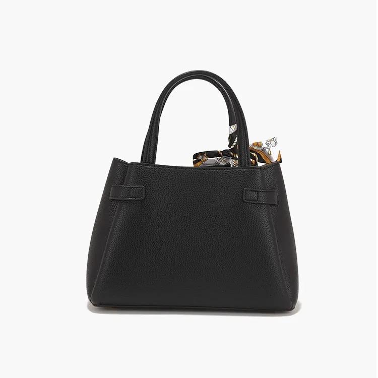 PAYOT Microfiber Synthetic Leather Handbag Regular Women's Black/Burgundy-4