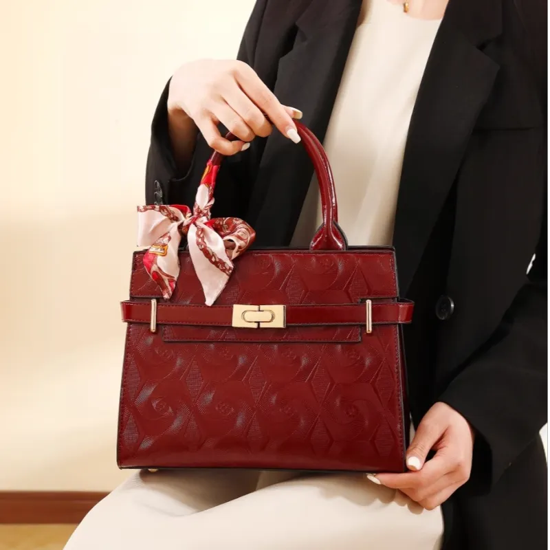 PAYOT Microfiber Synthetic Leather Tote Shoulder Bag, Crossbody Bag, Handbag Women's Burgundy-3