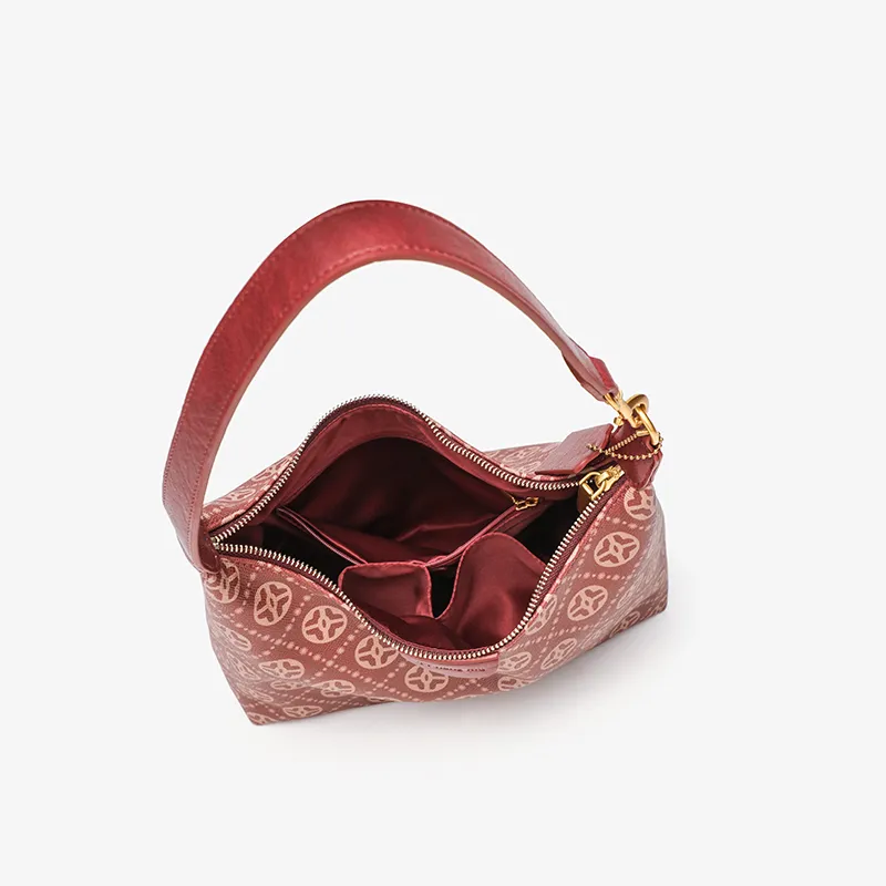 PAYOT Microfiber Synthetic Leather Wedding Bag Shoulder Handbag Regular Women's Burgundy-4