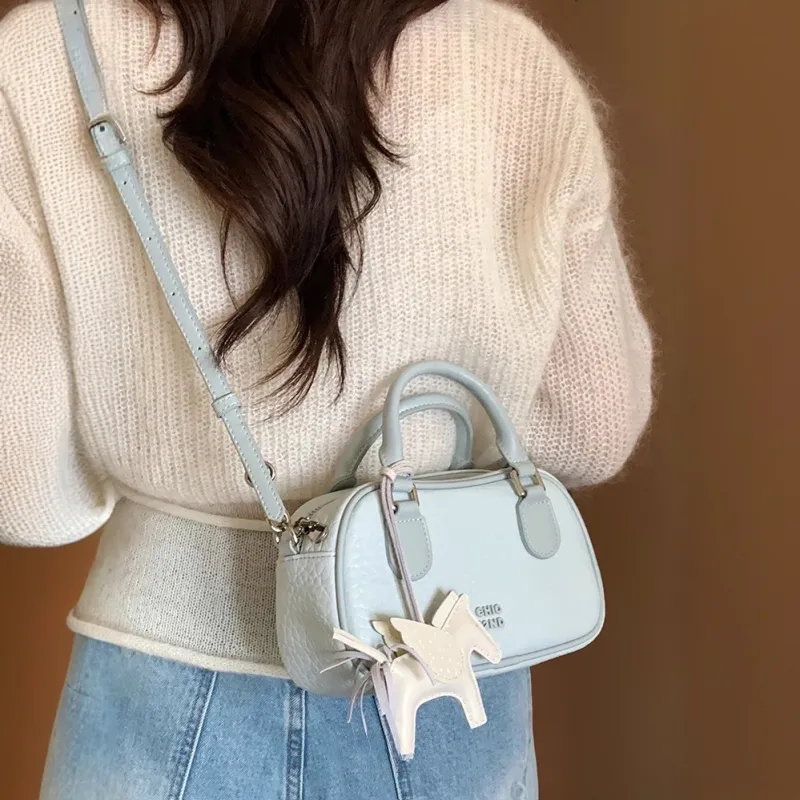 PAYOT Microfiber Synthetic Leather Handbag Regular Women's Light Blue/Ecru-3