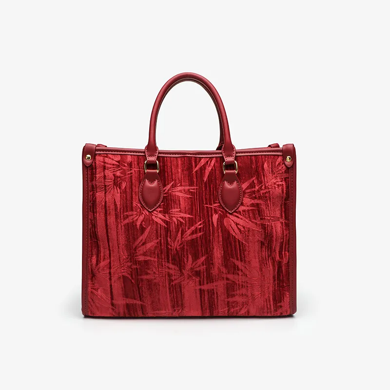 PAYOT Fabric Bonded Microfiber Synthetic Leather Handbag Large Size Women's Burgundy-4