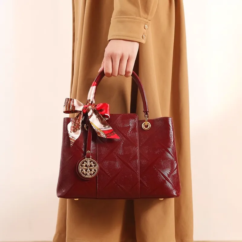 PAYOT Microfiber Synthetic Leather Handbag, One Shoulder Crossbody Bag Regular Women's Burgundy-3