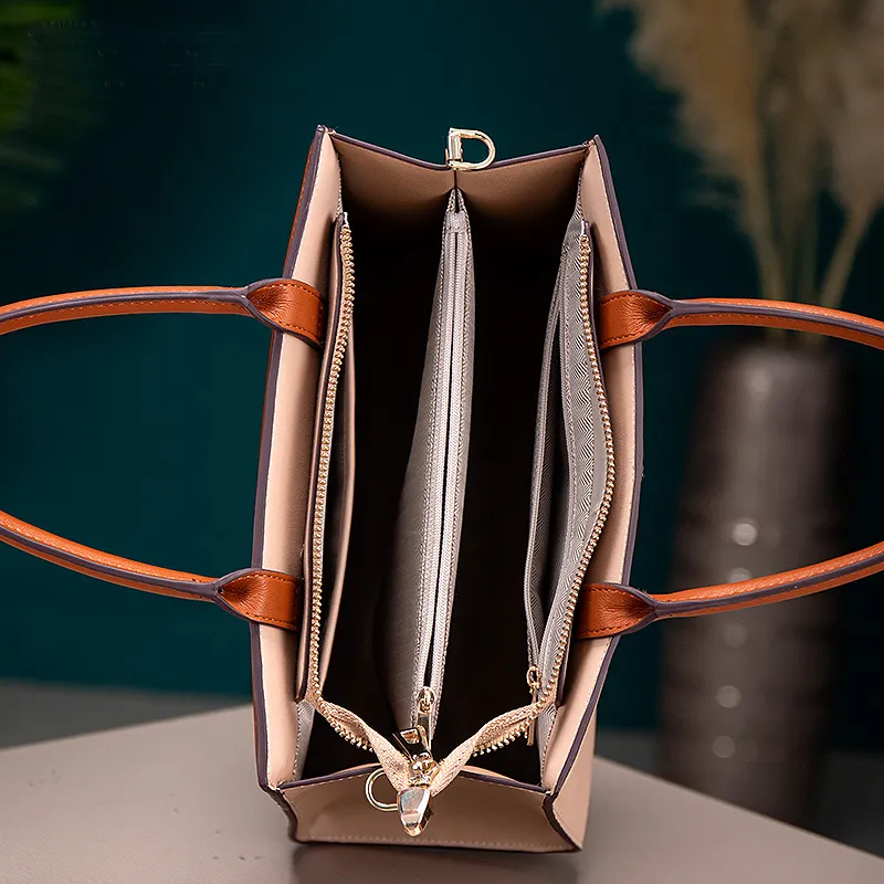 PAYOT Cow Leather Handbag Regular Women's Apricot/Burgundy-3