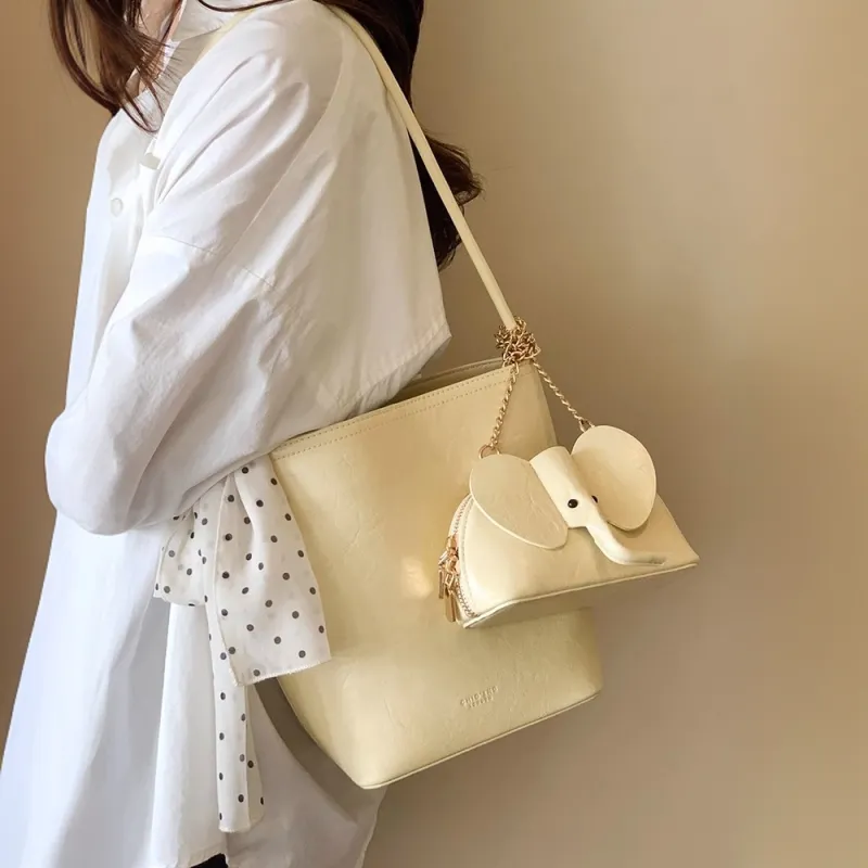 PAYOT Synthetic Leather Beautiful Moments Shoulder Bag Women's Light Yellow/Ecru-1
