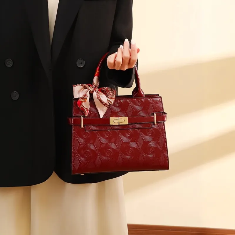 PAYOT Microfiber Synthetic Leather Tote Shoulder Bag, Crossbody Bag, Handbag Women's Burgundy-1