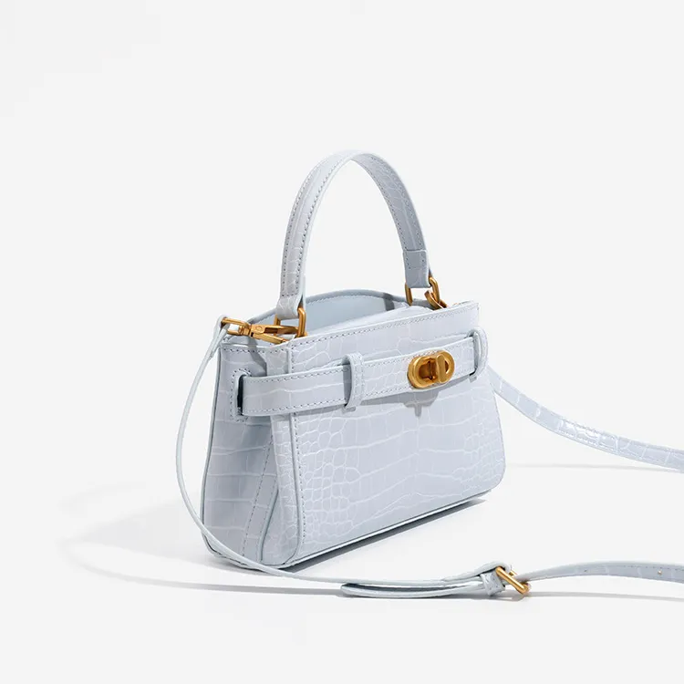 PAYOT Synthetic Leather Kelly Bag, Shoulder Bag, Crossbody Bag, Handbag Women's Sea Salt Blue/Cherry Blossom Pink-3