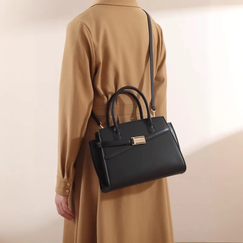 PAYOT Microfiber Synthetic Leather Tote One Shoulder Handbag Regular Women's Black-3