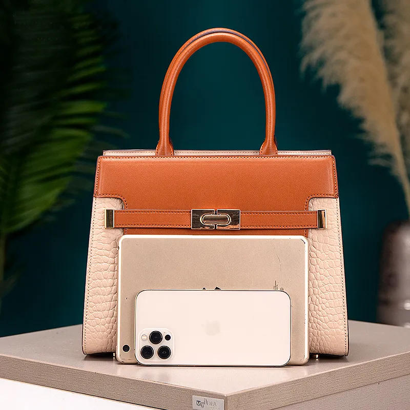 PAYOT Cow Leather Handbag Regular Women's Apricot/Burgundy-2