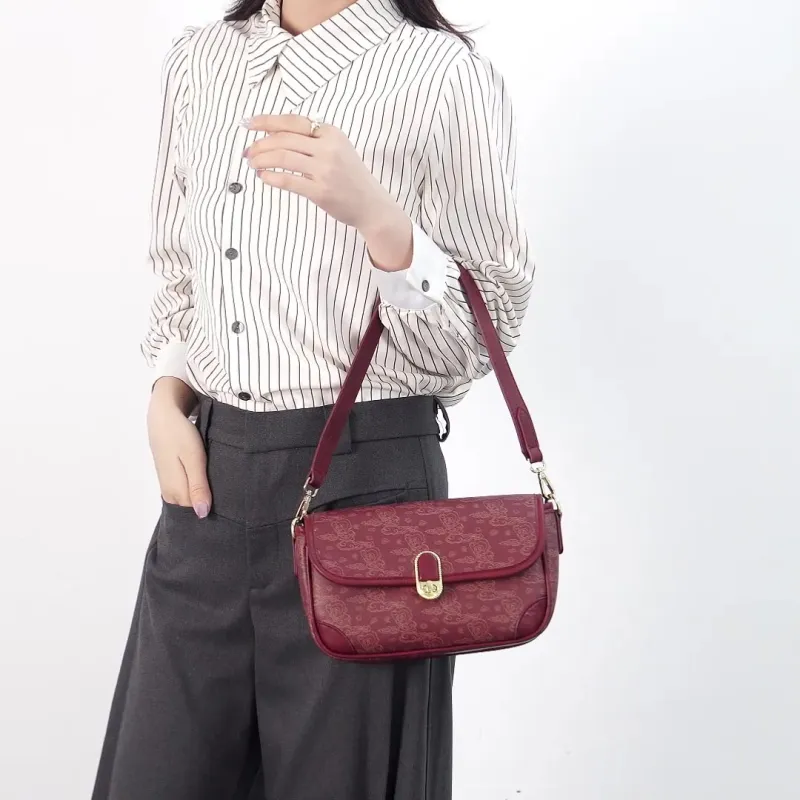 PAYOT Synthetic Leather Crossbody Bag, Shoulder Bag Women's Burgundy-4