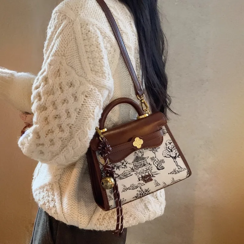 PAYOT Microfiber Synthetic Leather Handbag Regular Women's Brown-3