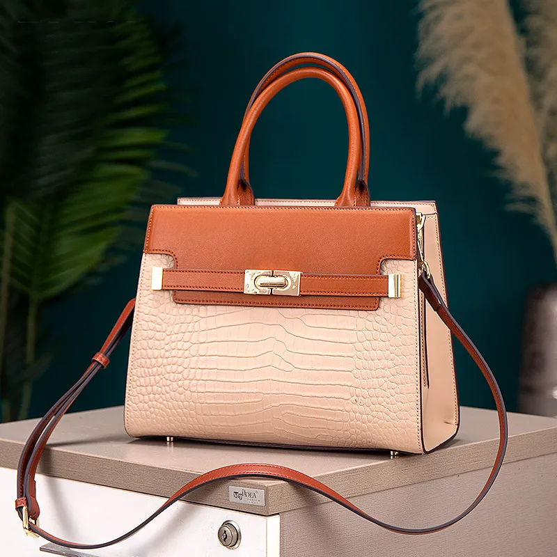 PAYOT Cow Leather Handbag Regular Women's Apricot/Burgundy-4