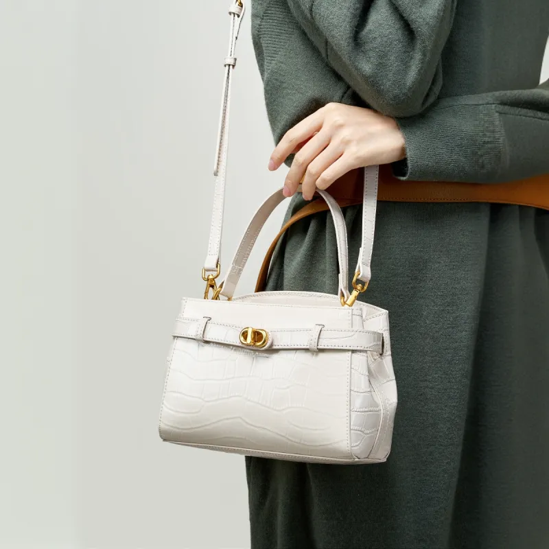 PAYOT Cow Leather One Shoulder Crossbody Handbag Women's Black/White-6