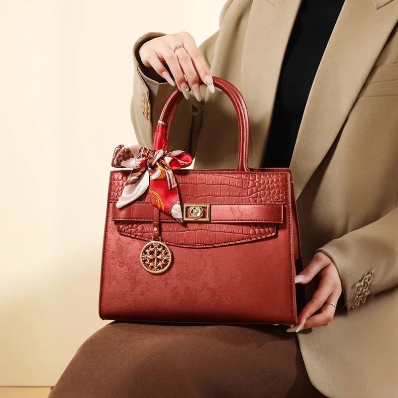 PAYOT Microfiber Synthetic Leather Shoulder Bag, Crossbody Bag, Handbag Women's Chinese Style Red-4
