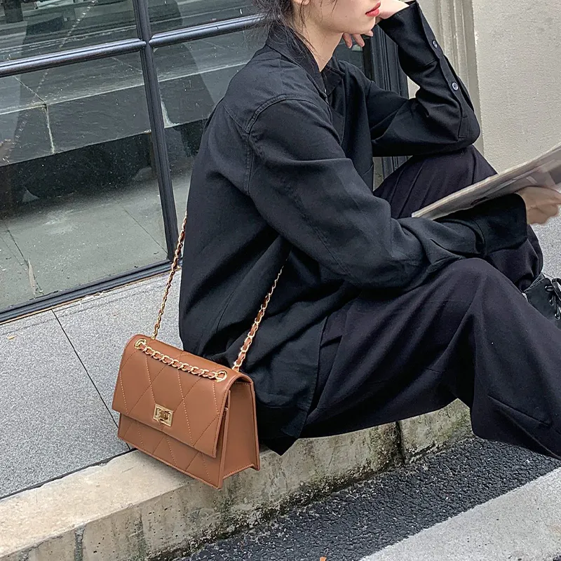 PAYOT Cow Leather Chanel Inspired Shoulder Bag For Women's Shoulder Bag Crossbody Bag Women's Caramel-1