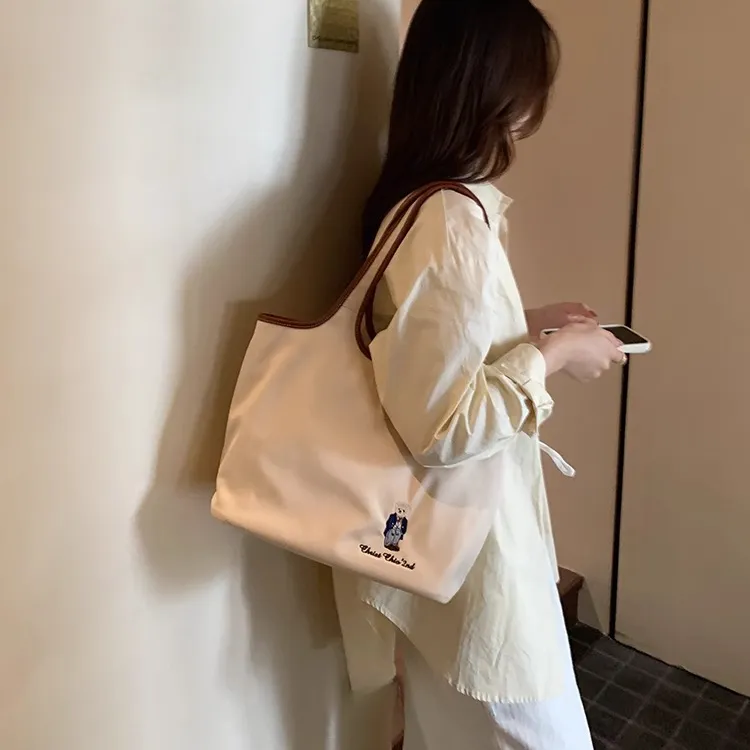 PAYOT Nylon Summer Breeze Tote Bag, Shoulder Bag Women's Apricot-3