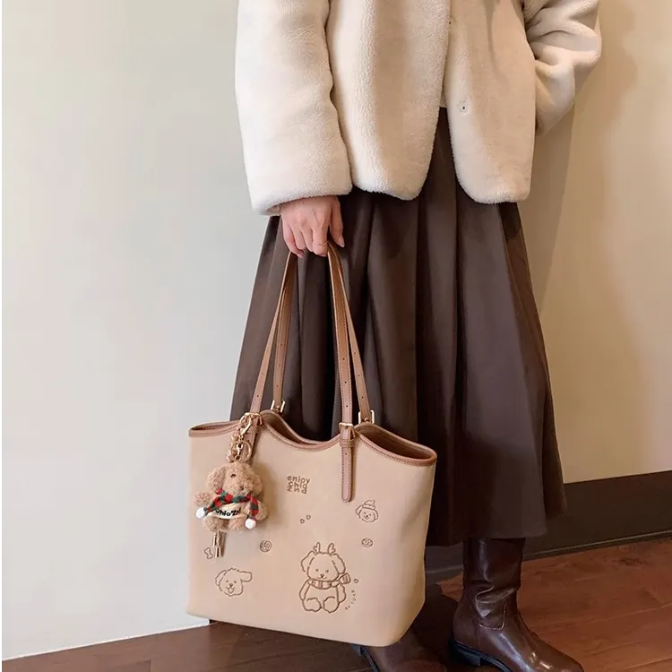 PAYOT Microfiber Synthetic Leather Shoulder Bag Regular Women's Apricot-3