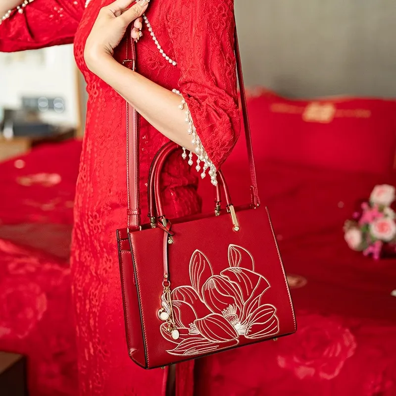 PAYOT Synthetic Leather Wedding Bag Shoulder Handbag Regular Women's Burgundy-4