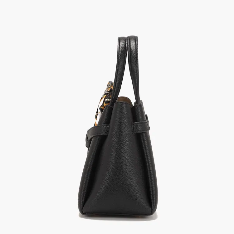 PAYOT Microfiber Synthetic Leather Handbag Regular Women's Black/Burgundy-2
