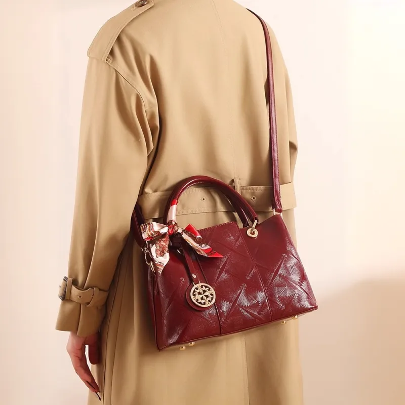 PAYOT Microfiber Synthetic Leather Handbag, One Shoulder Crossbody Bag Regular Women's Burgundy-4