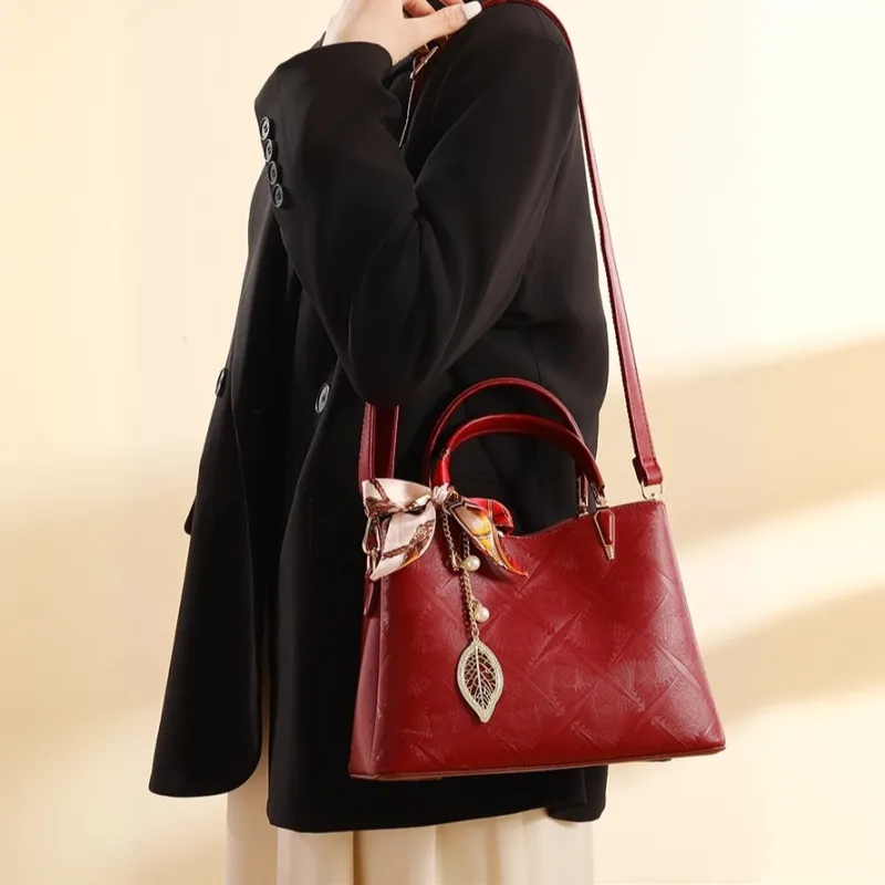 PAYOT Microfiber Synthetic Leather Shoulder Bag, Crossbody Bag, Handbag Women's Burgundy/Khaki/Black-3