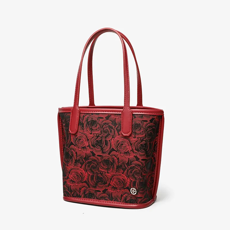 PAYOT Fabric Bonded Microfiber Synthetic Leather Wedding Bag Shoulder Handbag Medium Size Women's Dark Red-2