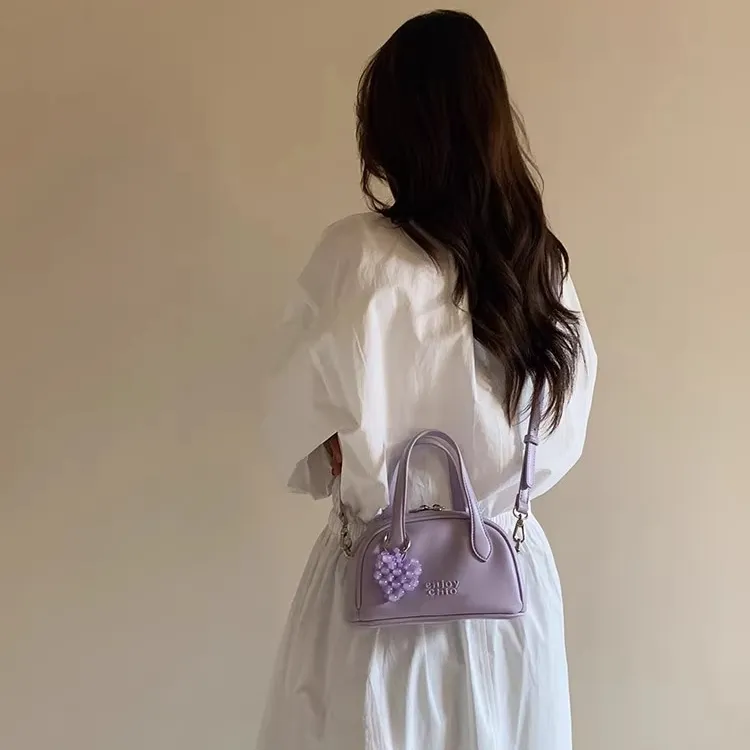 PAYOT Microfiber Synthetic Leather Handbag Women's Light Purple/Ecru-2