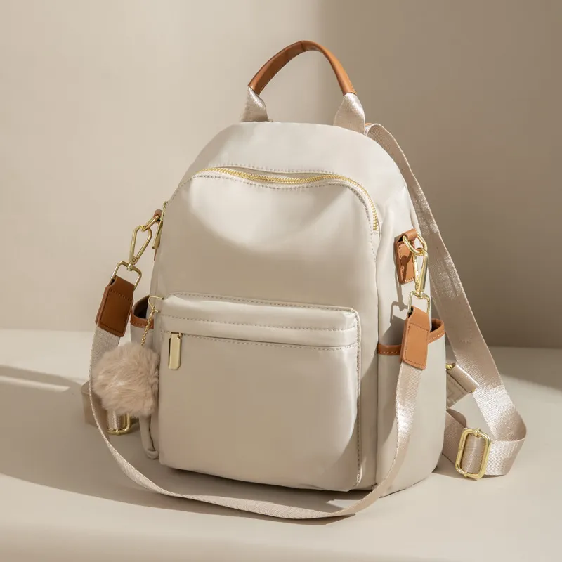 PAYOT Nylon Backpack Unisex Apricot/Coffee/Black-2