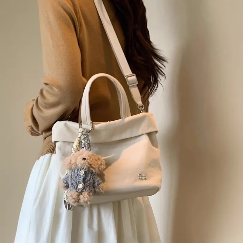 PAYOT Nylon Shoulder Bag, Crossbody Bag, Handbag Regular Women's Ecru/Pink-4