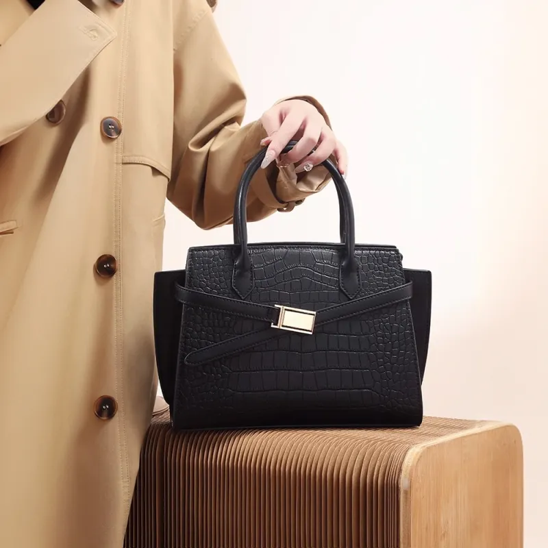 PAYOT Microfiber Synthetic Leather Handbag Women's Black-1