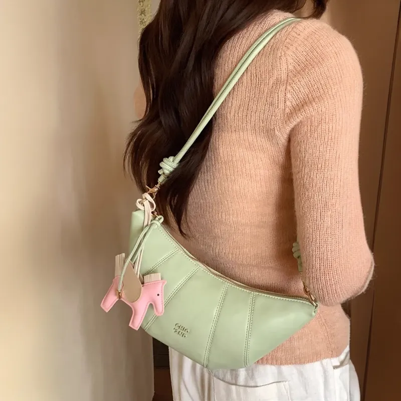 PAYOT Synthetic Leather Crescent Boat Shoulder Bag Regular Women's Light Yellow/Mint Green/Light Purple-6
