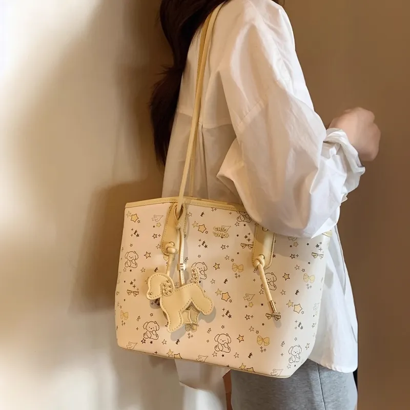 PAYOT Microfiber Synthetic Leather Shoulder Bag Women's Light Yellow/light Blue-2