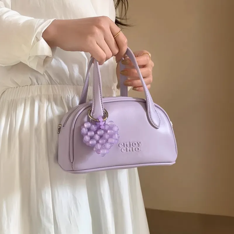 PAYOT Microfiber Synthetic Leather Handbag Women's Light Purple/Ecru-4