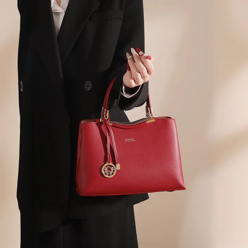 PAYOT Microfiber Synthetic Leather Handbag Regular Women's Red-2