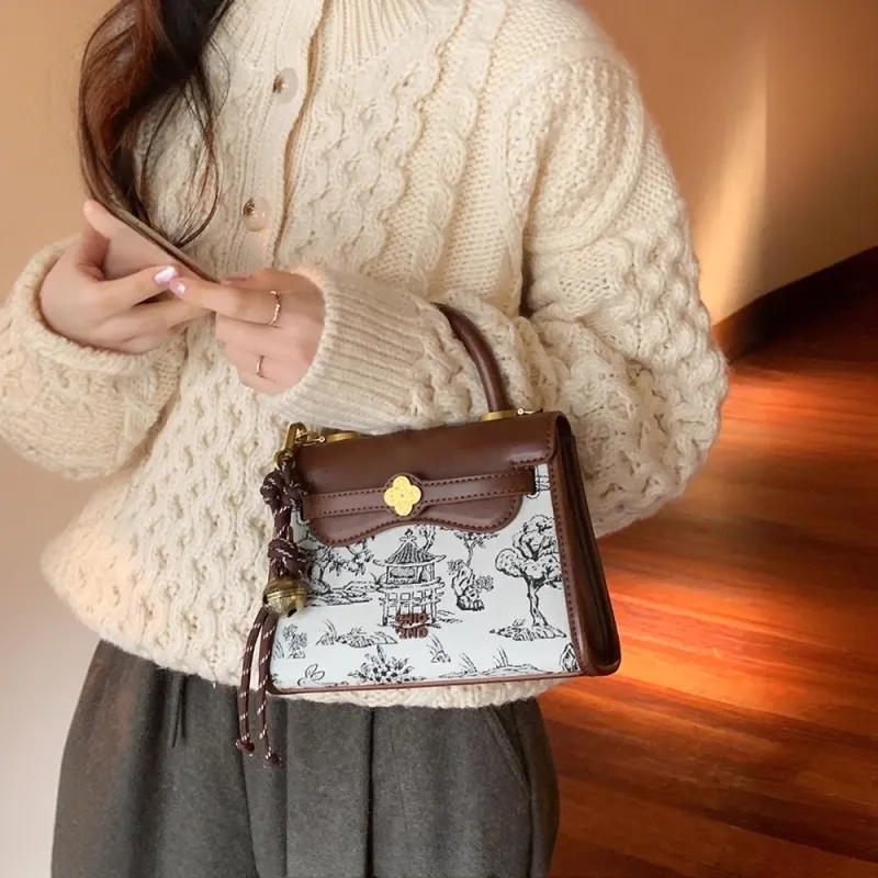 PAYOT Microfiber Synthetic Leather Handbag Regular Women's Brown-1