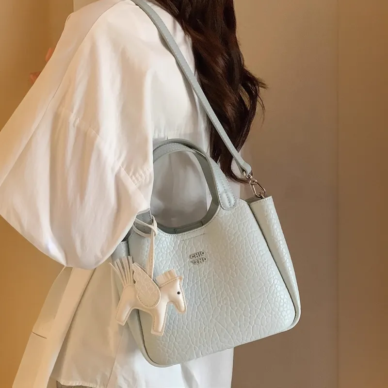 PAYOT Microfiber Synthetic Leather Backpack Handbag Women's Light Blue-1