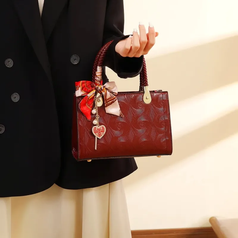 PAYOT Microfiber Synthetic Leather Shoulder Bag, Crossbody Bag, Handbag Women's Burgundy-1