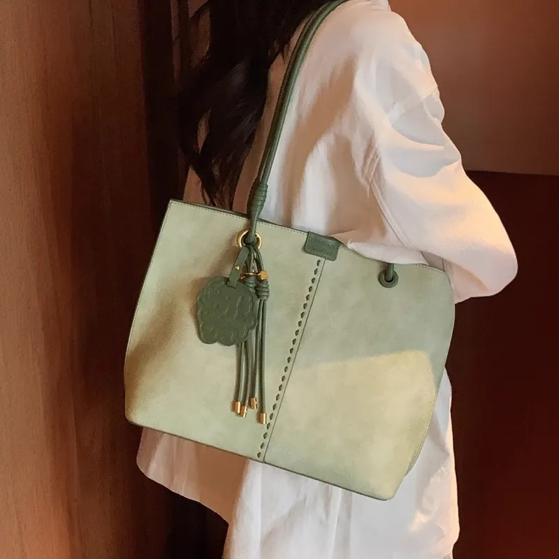 PAYOT Microfiber Synthetic Leather Lime Station Shopping Bag, Shoulder Bag Regular Women's Mint Green-1