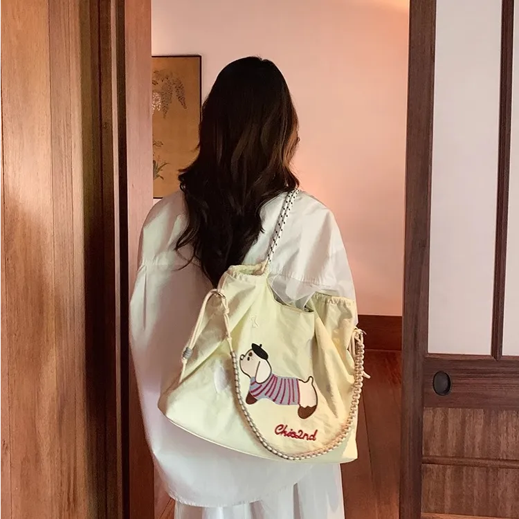 PAYOT Nylon Happiness Travel Tote Crossbody Bag, Shoulder Bag Women's Light Yellow-2