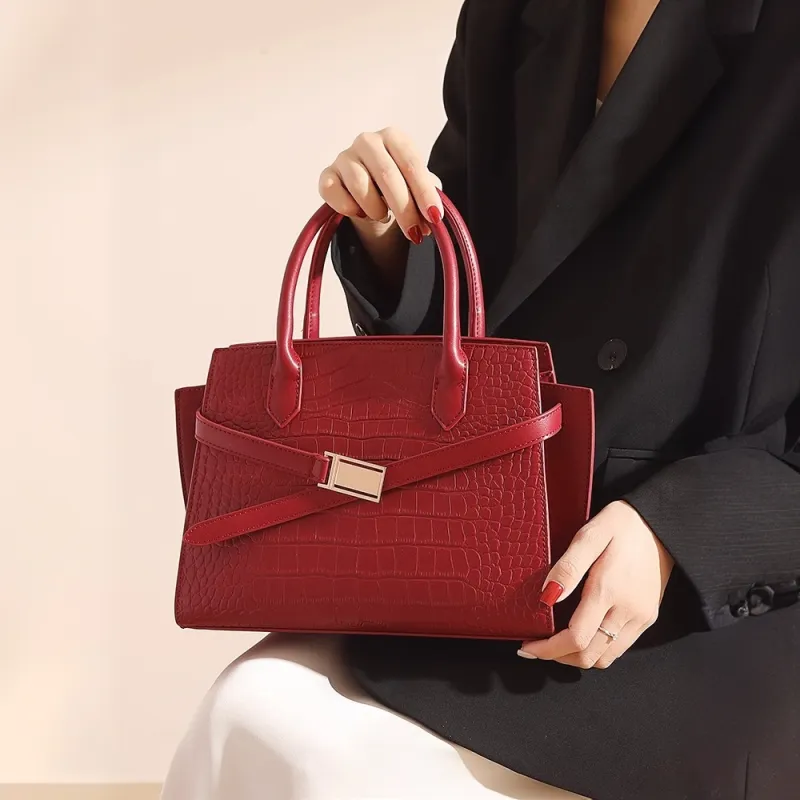 PAYOT Microfiber Synthetic Leather Handbag Women's Burgundy-1