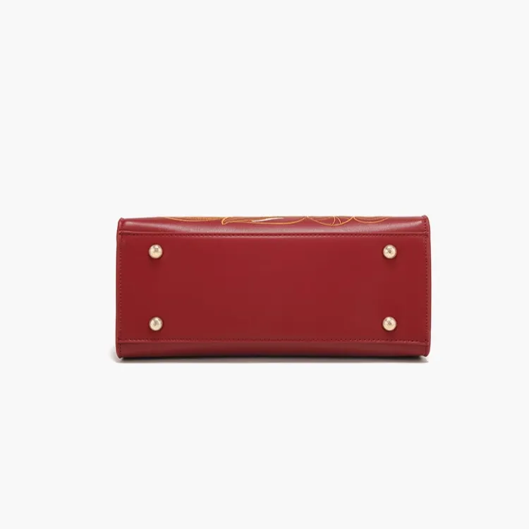 PAYOT Microfiber Synthetic Leather Wedding Handbag One Shoulder Crossbody Regular Women's Burgundy-3